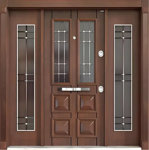 Braune Eingangstür BVL-158 - Sicherheitstür mit modernem Design - Hochwertige braune Eingangstür mit 3-dimensional verstellbaren Bändern und Aluminium-Bodenschwelle. Ideal für den sicheren Zugang mit geprüfter Qualität und stilvollem Finish.