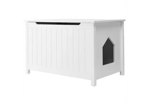 COSTWAY Katzenhaus Katzenklo Schrank mit Abnehmbarer Trennwand