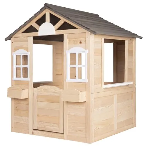 ONVAYA® Kinderspielhaus aus Holz – Kreatives Spielhaus mit Tür und Fenster