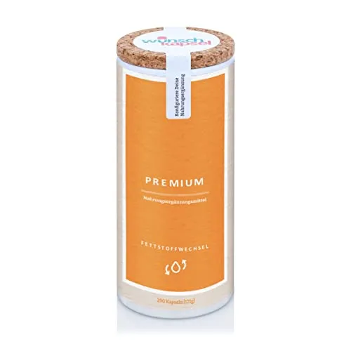 Wunschkapsel FETTSTOFFWECHSEL Premium | unterstützt Cholesterin, LDL- und HDL-Stoffwechsel | mit Policosanol, Morosil, Heilpilzen, Selen | 290 Kapseln aus deutscher Manufaktur für XL-Reichweite