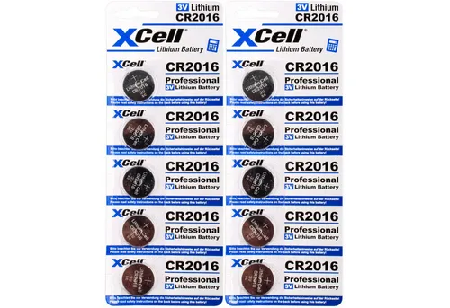 XCell 10x CR2016 Lithium-Knopfzelle 3V / 90mAh (2x 5er Pack) Knopfzelle