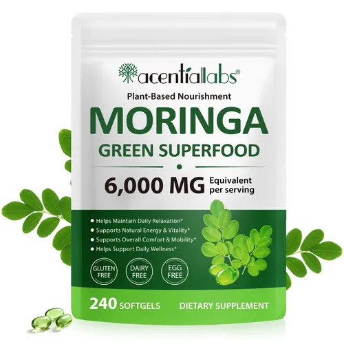 Produktbild Moringa Blattpulver Softgels Kapseln 6000mg Hochdosiert Vegan Glutenfrei 240 Kapseln