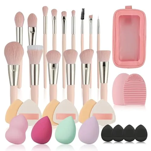 LHLXZQ Make-up Pinsel Set, 28 Stück Professionelles Makeup Brushes Set Geschenk Set für Gesicht Foundation Rouge Lidschatten Kontur Concealer Aufhellung, Beauty Egg Zufällige Farbe