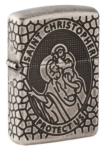 Zippo St.Christopher 60005200 - Winddichtes Sturmfeuerzeug - Sturmfeuerzeug in Ganzmetall-Konstruktion, winddicht und ideal für jede Umgebung. Nachfüllbar für lebenslange Nutzung – Qualität, die hält!