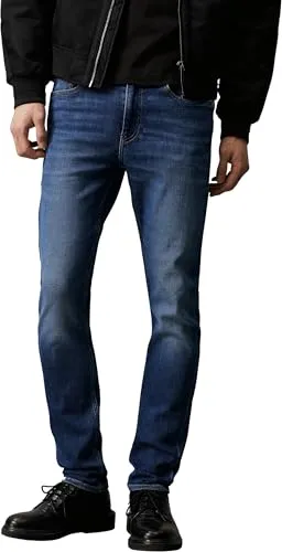 Calvin Klein Herren Jeans Hose Slim Taper Mid Waist, Blau (Denim Dark), 31W/34L