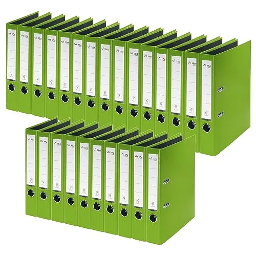 VON Leitz Ordner A4, 25er Pack, Karton mit Kunststoffeinband, 50 mm Rückenbreite, Für 350 Blatt, Blauer Engel & FSC-zertifiziert, Für Schule, Studium & Zuhause, Grün, 10560055
