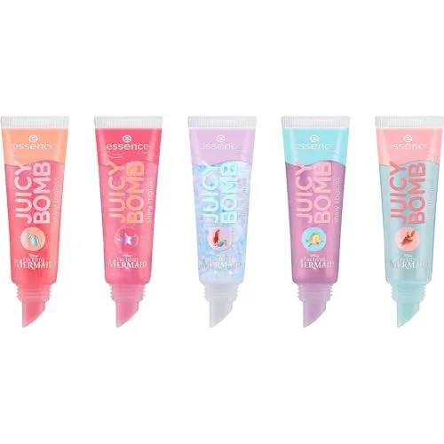 Essence Lipgloss Disney THE LITTLE MERMAID JUICY BOMB Set, 5-tlg. - Verleihe deinen Lippen strahlenden Glanz mit dem essence JUICY BOMB Lipgloss Set! Fünf traumhafte Farben, inspiriert von Disney, bieten fruchtige Düfte und eine nicht-klebrige Textur für einen perfekten Look.