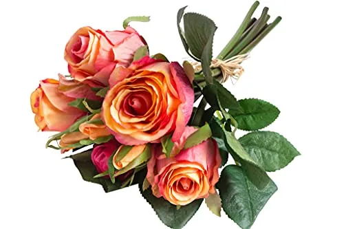 Botanic-Haus künstlicher Rosenstrauß mit 5 Rosen und 3 Knospen (Beauty-orange)