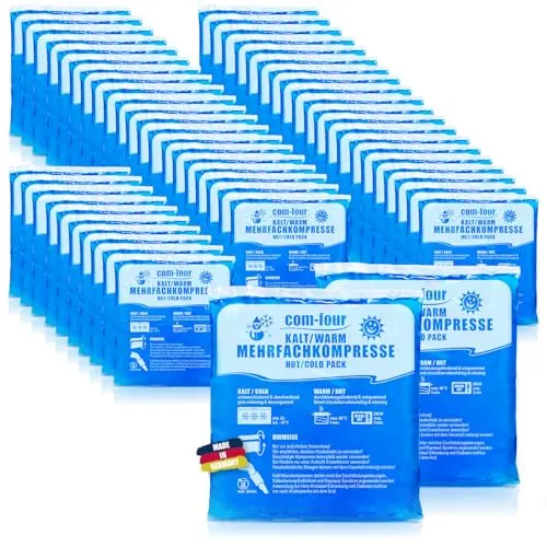 com-four® 50x Mehrfach-Kompressen 14 x 13 cm für Warm und Kaltkompressen, Kühlpads - Kühlpack mikrowellengeeignet - Made in Germany (50 Stück - mittel)