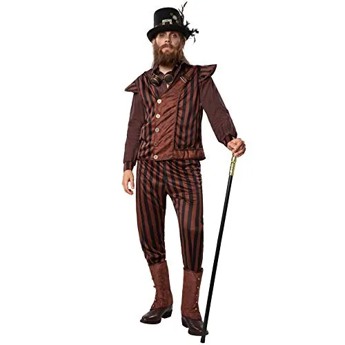 tectake® Herrenkostüm Steampunk Gentleman - Kostüm für Herren mit einzigartigem Steampunk-Design, ideal für Fasching oder Mottopartys, das klassische Eleganz und futuristischen Abenteuergeist vereint.