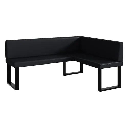 MEBLINI Eckbank für Esszimmer - Küchenbank - Essecke - Sitzecke Küche - Toni - U-Beine 128x168x87cm Rechts - Schwarz Kunstleder