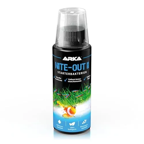 ARKA Nite-Out II Starterbakterien 118 ml - Wasseraufbereitung für Aquarien – sofort aktiv, reduziert Ammonium & Nitrit schnell und sorgt für ein biologisch stabiles Aquarium. Ideal bei Neustart, Wasserwechsel und Fischbesatz.
