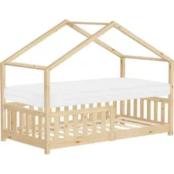 ML-Design Kinderbett Hausbett 80x160 cm mit Matratze - Stilvolles Hausbett aus massivem Kiefernholz, ideal für kreative Spielstunden und gesunden Schlaf. Inklusive hypoallergener Matratze mit abnehmbarem Bezug – perfekt für Kinder bis 8 Jahre.