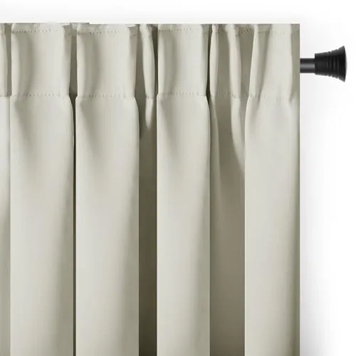 AmeliaHome Blackout Vorhang 140x270 cm Creme - Schiebevorhang aus blickdichtem Material, ideal zur Lichtregulierung. Mit Kräuselband für einfache Anbringung, perfekt für jedes Zimmer.