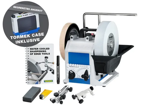 Tormek T-8 Original Nassschleifmaschine mit Kunststoffbox TC-800 - Schleifmaschinen für präzise und schonende Werkzeugschärfung, inkl. leerer Kunststoffbox für optimale Aufbewahrung.