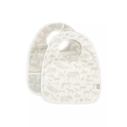 Jollein 029-864-67043 Lätzchen wasserdicht 2er Set Animals olive