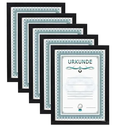 IDEAL TREND 2er 3er 5er 10er Pack Dokument Bilderrahmen 21x29,7 DIN A4 Urkunde Foto Rahmen: Farbe: 5er Pack Schwarz