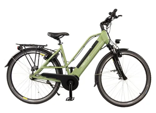 MAXTRON Trekking E-Bike MT-12X - Mittelmotor & integrierter Akku in Grün - E-Bike mit 250W Mittelmotor, bis zu 100 km Reichweite und 7-Gang SHIMANO NEXUS Nabenschaltung. Ideal für lange Trekkingtouren und Alltagseinsätze.