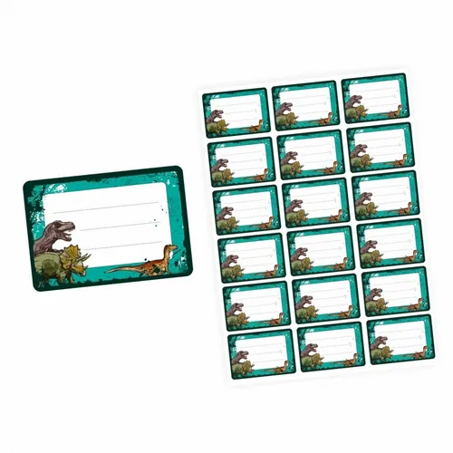 Blanko Etiketten Dinosaurier T-Rex grün schwarz