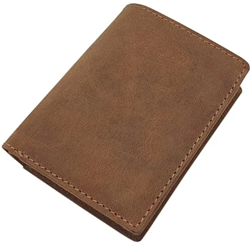 myledershop Büffel-Vollleder Geldbörse mit RFID & NFC Schutz (Braun)