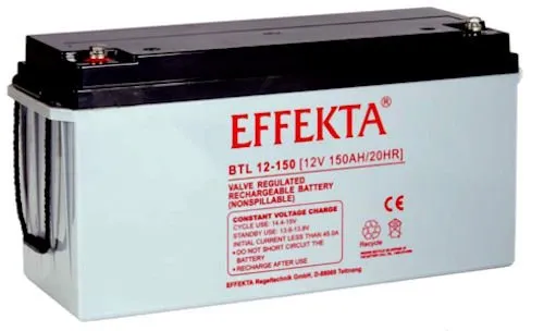 EFFEKTA BTL12-150 12V 150Ah AGM Blei Akku - Hochleistungs-Akku für zuverlässige Energieversorgung, ideal für Solaranlagen und Notstromsysteme.
