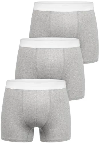 Amaci&Sons Herren Boxershorts Baumwolle 3er Spar-Pack Männer Unterhose Unterwäsche 3x9006 Grau/Weiß S