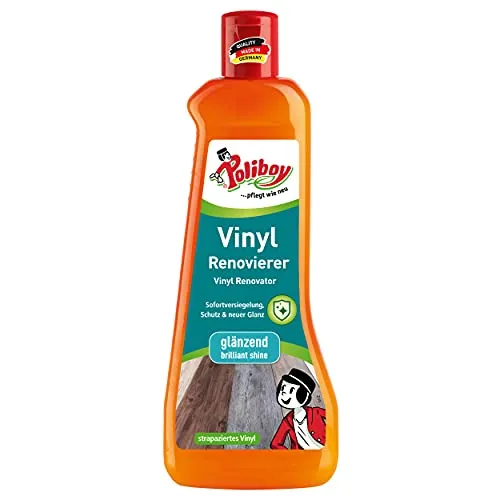 Poliboy Vinyl Renovierer 500 ml - Bodenpflege für strapazierte Vinylböden, frischt alte Farben auf und überdeckt Kratzer – ideal für Auszüge und Umgestaltungen, Made in Germany.