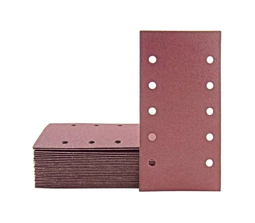 MioTools Schleifpapier 230 x 115 mm 10-Loch Klett-Schleifblätter für Schwingschleifer, Normalkorund, 50 Stk., K120