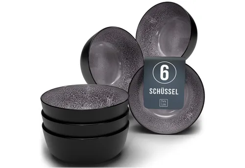 Steingut Müslischalen Set für 6 Personen Ibiza in grau von PURE LIVING INTERIOR DESIGN