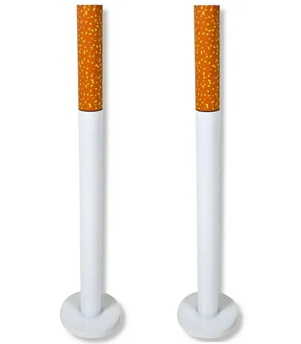 2x Standaschenbecher in Zigarettenform - 72 cm - Aschenbecher im Zigaretten-Design, freistehend mit robustem Standfuß, ideal für den Außenbereich und sorgt für Sauberkeit.