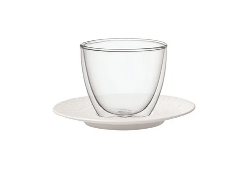 Villeroy & Boch Manufacture Rock Café au Lait-Set 2-tlg. - Weiß - Services: Hochwertiges 2-teiliges Café au Lait-Set aus Borosilikatglas und Premium Porzellan, mikrowellensicher und spülmaschinenfest – ideal für stilvollen Kaffeegenuss.