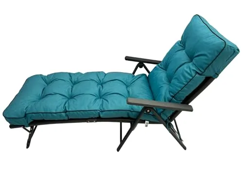 TexDeko® Ecolen Liegenauflage Premium, Auflage für Gartenliege 190x60cm Antirutsch-Boden, UV-Schutz & wasserabweisend, bequemes Polster für Sonnenliege Liegestuhl (Aqua)