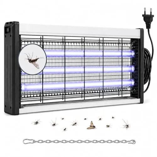 Insektenvernichter Elektrisch für Innenräume, Mückenlampe und Fliegenfalle elektrisch, alle 3 LED-Röhren austauschbar, Auffangschale, Schutzgitter, für Küche, Restaurant