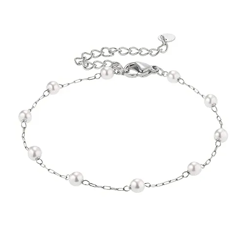 Heideman Armband Elula Damen - Elegantes Edelstahlarmband mit weißer Perle - Armbänder für Damen aus hochwertigem, poliertem Edelstahl; zeitloses Design für jeden Anlass und leicht zu kombinieren.