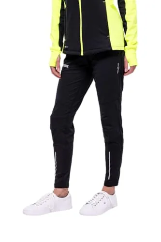 Airtracks Damen Thermo Laufhose Lang Pro Line - Schwarz - XXL - Hochfunktionelle Damen Laufhose für Herbst und Winter, atmungsaktiv und leicht. Die angeraute Innenseite sorgt für Wärme, während die extraflachen Nähte hohen Tragekomfort bieten. Ideal für aktive Tage im Freien.