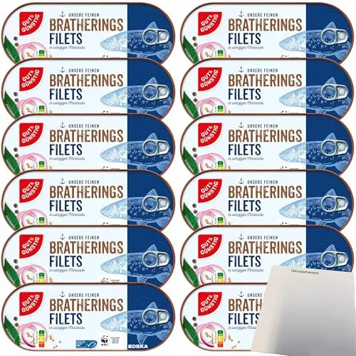 Gut&Günstig Bratheringsfilets in würziger Marinade VPE (12x325g Dose) + usy Block