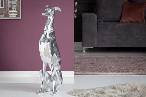 Riess-Ambiente Tierfigur GREYHOUND 70cm in silber von Riess-Ambiente