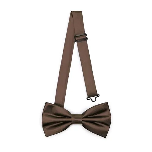 Ladeheid Elegante Herren Fliege - Hochwertig, Glänzend, Verstellbar, Perfekt für Hochzeit, Party, Büro. Ideal für Männer, Frauen, Teenager BMS (12cm x 6cm, Braun)