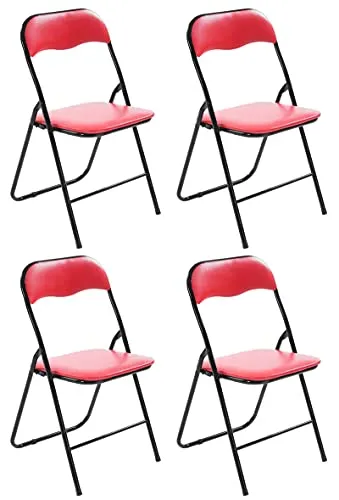 CLP Klappstuhl Felix Gepolstert 4er Set - Bürostühle mit gepolsterten PVC Sitzen und stabilem Metallgestell, klappbar für platzsparende Lagerung und leicht zu reinigen. Max. Belastbarkeit: 115 kg, ideal für vielseitige Nutzung.