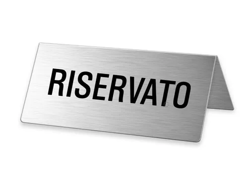 Tischschild - Riservato Aufsteller Tischaufsteller Edelstahl 85x40 mm