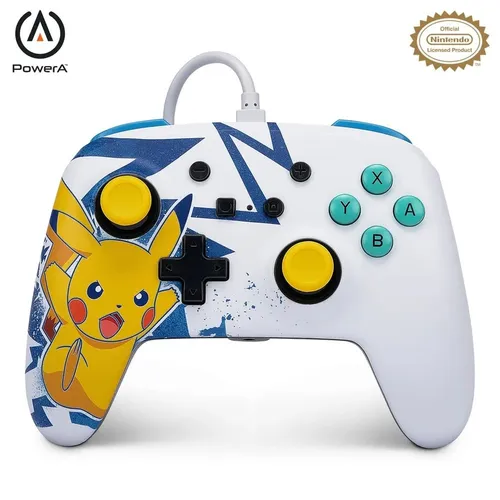 PowerA Verbesserter kabelgebundener Controller für Nintendo Switch - Pikachu High Voltage - Gaming Controller für Nintendo Switch, mit einzigartigem Pikachu Design und verbesserter Ergonomie für stundenlangen Spielspaß.