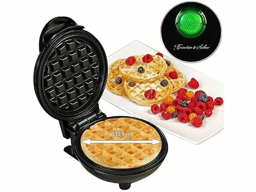 Rosenstein & Söhne Waffelmaschine: Mini-Waffeleisen für runde Belgische Waffeln mit Ø 10,5 cm, 350 Watt (nonstick-Waffeleisen, mit Waffel-Backfläche, Automat)