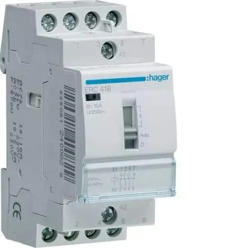 Hager ERC418 Installationsrelais 16A, 2S+2Ö, 230V - 230V AC Betrieb, zuverlässige Steuerung für Ihre Elektroinstallationen