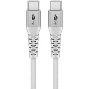 Goobay Ladekabel 70192 Textilkabel, weiß, 0,5m, USB-C auf USB-C, 60W Schnellladekabel