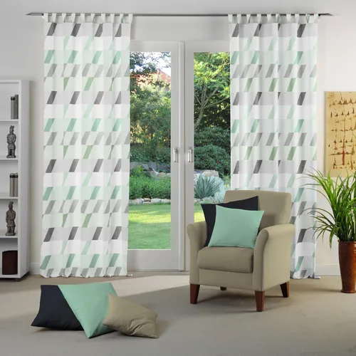 Wirth Vorhang Bray (1 St), Schlaufen, blickdicht, Jacquard in türkis von Wirth