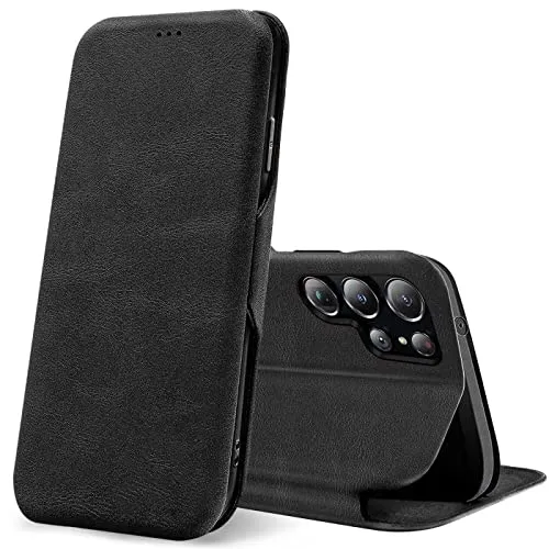 CoolGadget Flip Case Handy für Samsung Galaxy S24 Ultra Shell Flip Case, dünne Business Klapphülle mit Magnetverschluss & Kartenfach, kompatibel mit Samsung Galaxy S24 Ultra (6,1 Zoll), Schwarz