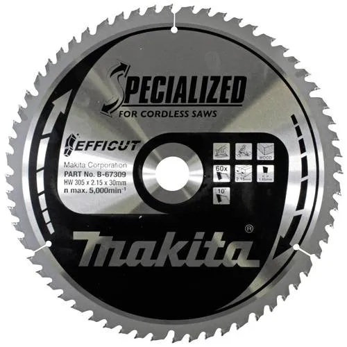 Makita B-67309 Kreissägeblatt 305 mm - 60 Zähne - Zubehör Elektrowerkzeuge, präzises Schnittbild und hohe Standzeit für professionelle Anwendungen.