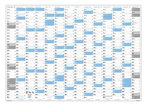 Gefaltet XXL Classic2 Wandkalender DIN A0 2026 Wandplaner blau
