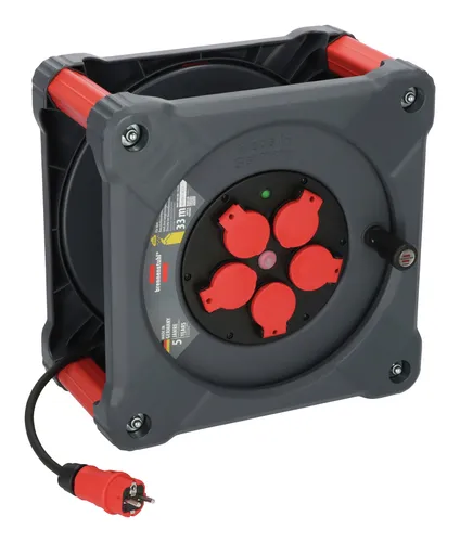 Brennenstuhl Professional Baustellen-Kabeltrommel KA 3100 5 IP44 - Kabeltrommel für Baustellen mit 33m H07RN-F Kabel, spritzwassergeschützte Steckdosen und robustes Gehäuse - ideal für den professionellen Außeneinsatz.