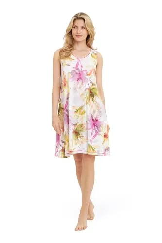 Rösch Nachthemd Ärmellos im Blumendruck Gelb-Pink Baumwolle/Modal 1253241 40, 16403